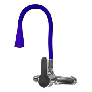 MEZCLADORA MONOCOMANDO PARED CON PICO FLEXIBLE AZUL