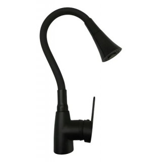 CANILLA MONOCOMANDO NEGRA CON PICO FLEXIBLE NEGRO