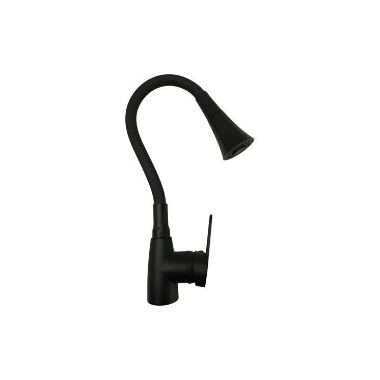 CANILLA MONOCOMANDO NEGRA CON PICO FLEXIBLE NEGRO