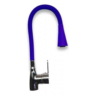 CANILLA MONOCOMANDO CROMADA CON PICO FLEXIBLE AZUL