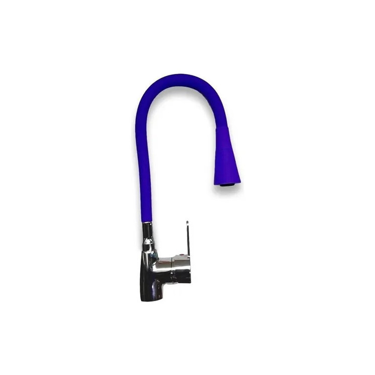 CANILLA MONOCOMANDO CROMADA CON PICO FLEXIBLE AZUL