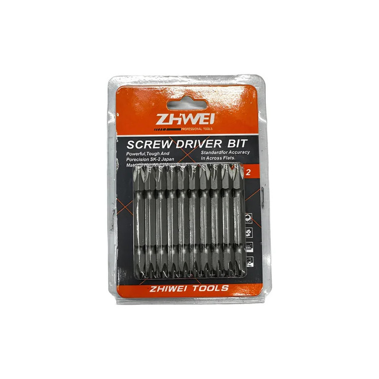 PUNTA PH2 LARGA DOBLE (X10 PCS) LARGO: 65MM ZHIWEI
