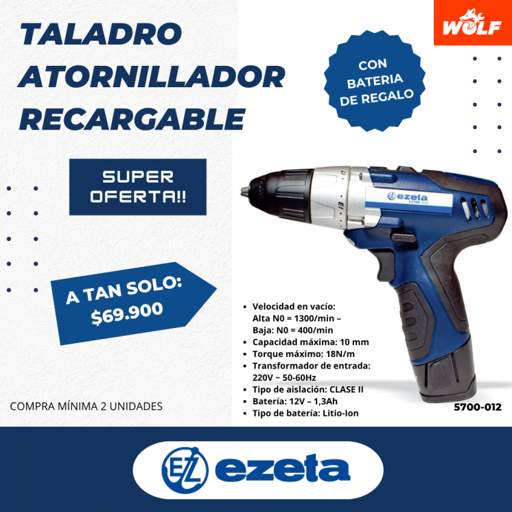TALADRO ATORNILLADOR RECARGABLE