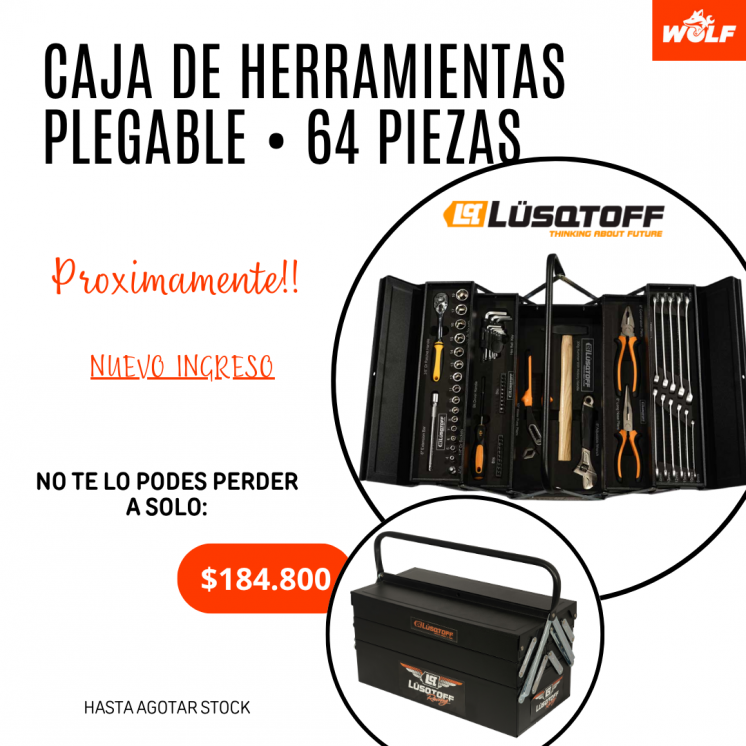 CAJA DE HERRAMIENTAS PLEGABLES ° 64 PIEZAS