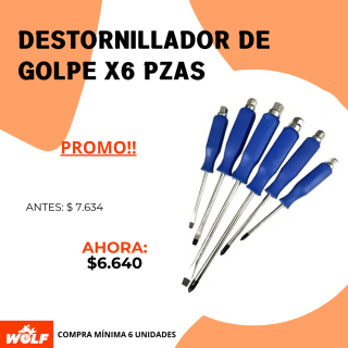 DESTORNILLADOR DE GOLPE X 6 PZAS