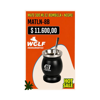 MATE 300ML C/BOMBILLA - NEGRO