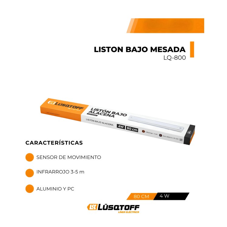 LISTON BAJO MESADA CON SENSOR 80CM 4W LUSQTOFF
