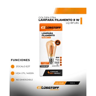LAMPARA FILAMENTO GOLDEN 8W ST64 LUSQTOFF