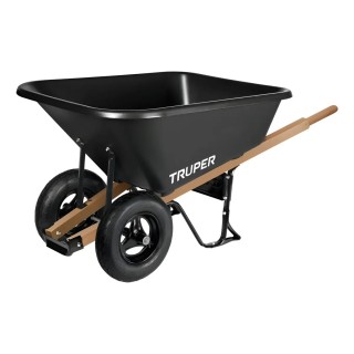 CARRETILLA PLASTICA 175 LTS DOBLE RUEDA NEUMATICA NEGRO
