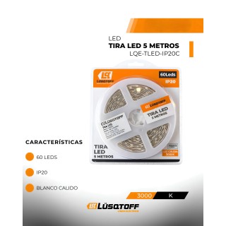 TIRA LED LUZ CALIDA DE 5 METROS 3000K